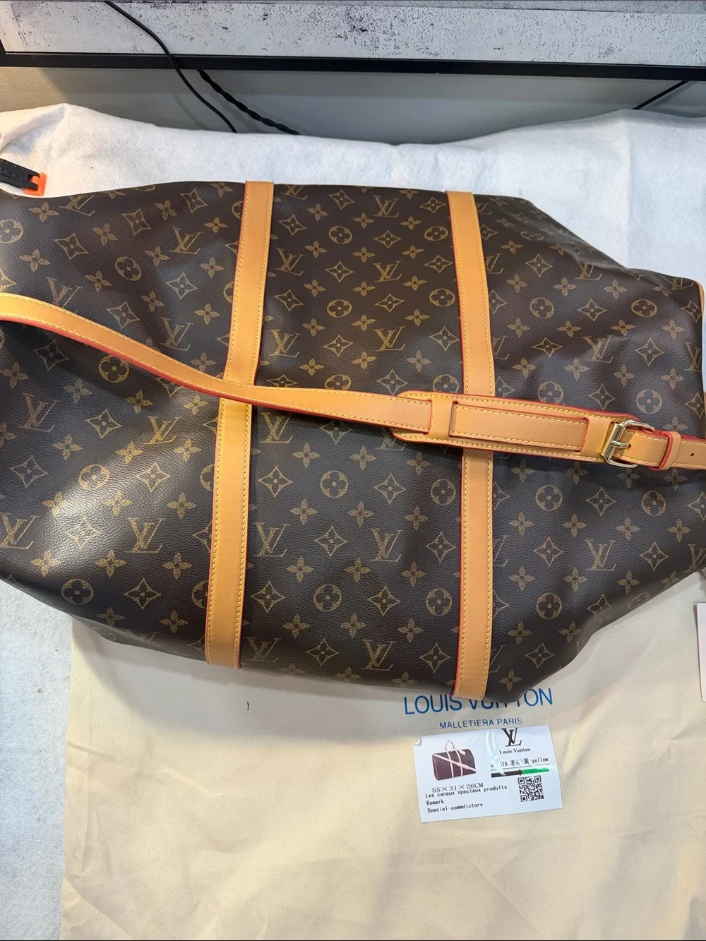 Brown Monogram Duffel with Tan Trim
